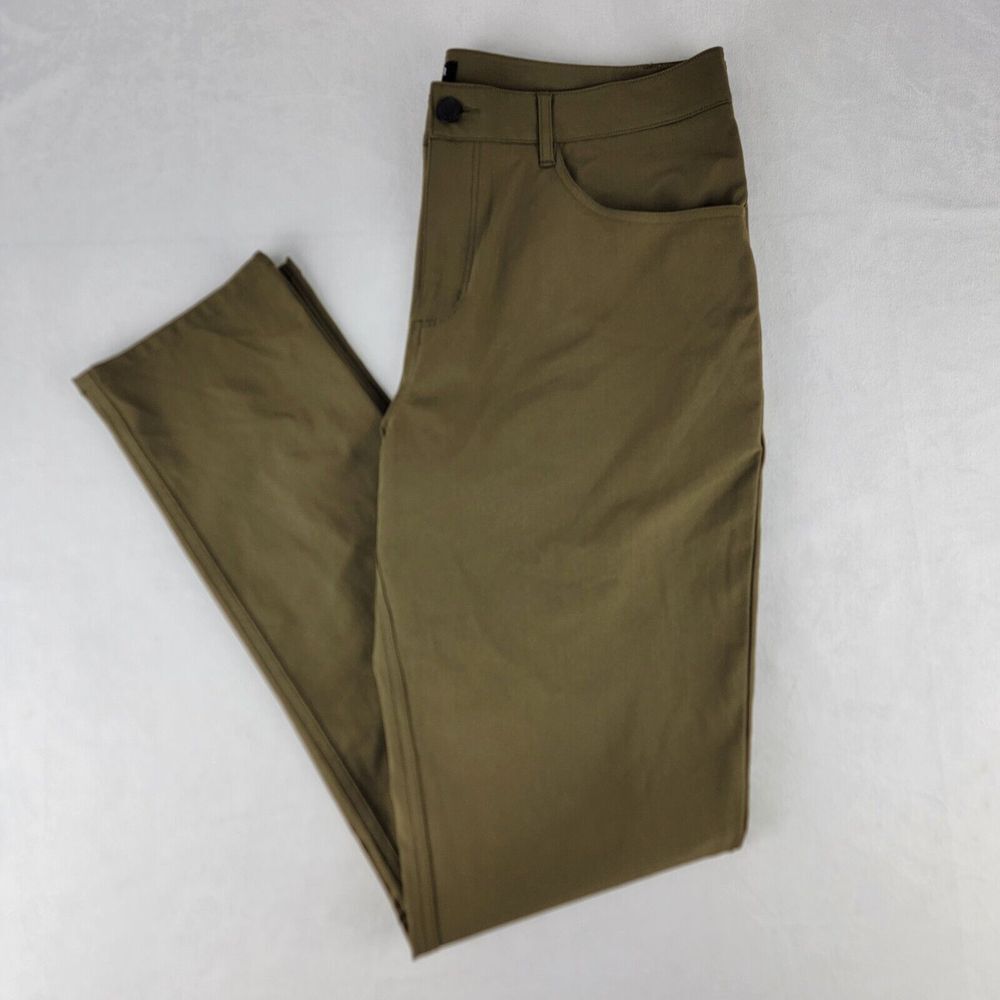 AG Asher Pants Men's 32X30.5 Green 5-Pocket Golf Casual Office Stretch Polyester